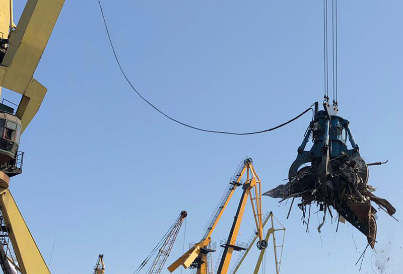 Crane electro-hydraulic grab